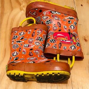 Kids' Orange Racing Rain Boots